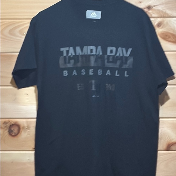 Majestic Black Tampa Bay Baseball Tee Size Large - Picture 1 of 5